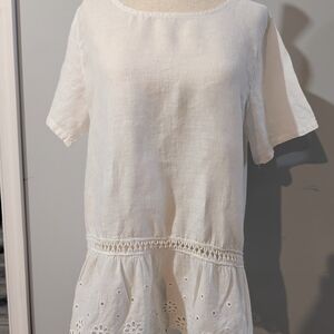 White Eyelet Peplum Top